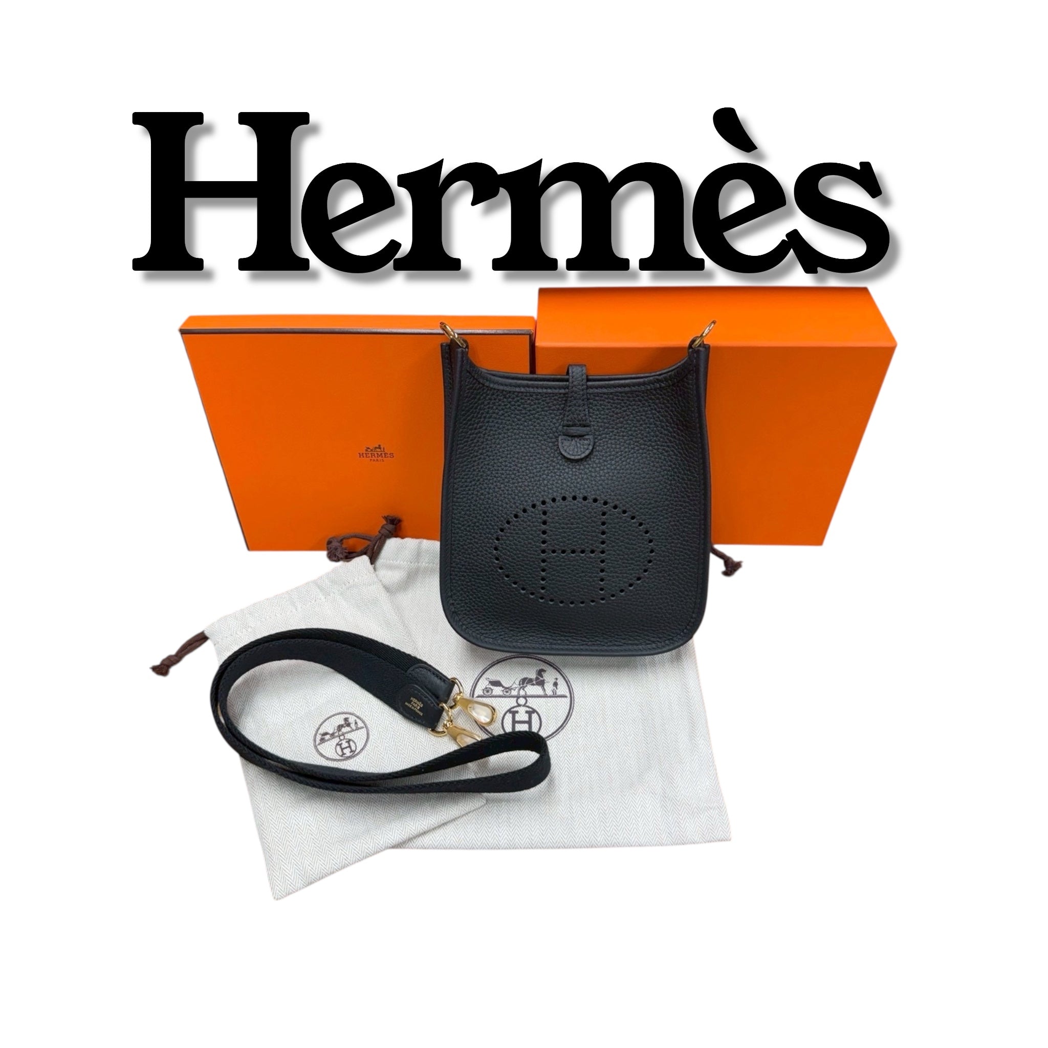 HERMÈS Evelyne TPM Black Gold Hardware Stamp K エルメス エヴリン TPM ブラック ゴールド金具 刻印K