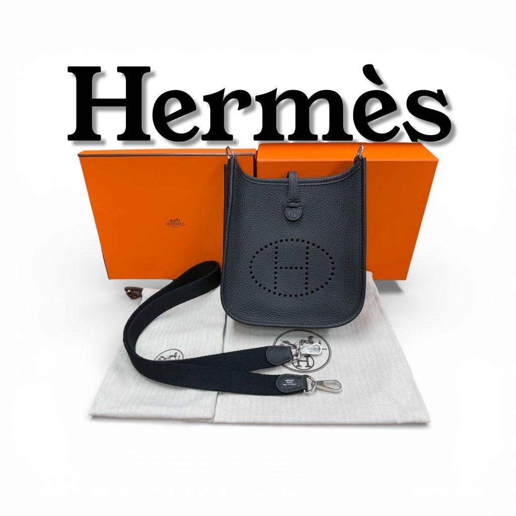 HERMÈS Evelyne TPM Noir Clemence Leather with Silver Hardware [Stamp K] エルメス エヴリン TPM ノワール トリヨンクレマンス シルバー金具 K刻印